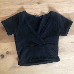 Brandy Melville black crop v neck top